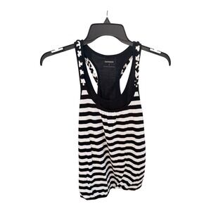 Express Womens Black White Striped Braided Racerback Bubble Hem Tank Top Size M